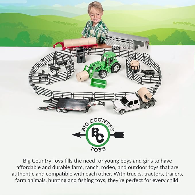 Big Country Toys 12-Piece Ranch Set - Farm Animal Toys for 3 Year Old Boys and Girls - Toy Figures & Playsets