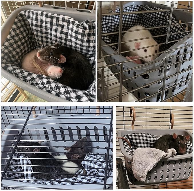 JWShang Rat Hammock for Cage, Chew Proof Hanging Basket Bed with Sturdy Hooks, Pet Cage Accessories, Safe Cozy Small Animal Rodent Hammock for Sugar Glider Mice Snuggling Sleeping