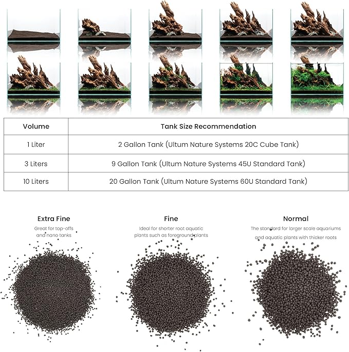 Ultum Nature Systems Controsoil - Freshwater Aqua Soil Substrate for Fish, Shrimp, Live Plant Propagation and Aquascaping - 6.8pH Low Ammonia, Volcanic Ash - Black, Extra Fine (3 Liter | 6LB)