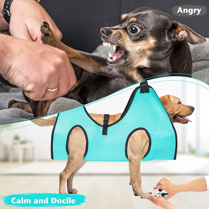 Cat Grooming Hammock - Dog Grooming Harness with Nail Trimming Feature (XS, 15lb), Dog Sling for Nail Clipping