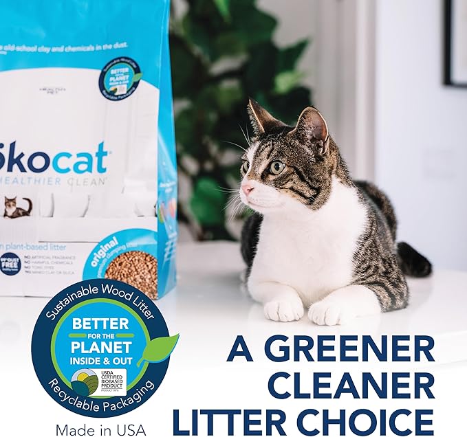 ökocat Original Wood Clumping Cat Litter, Unscented, 12.6 pounds - Natural Ingredients, Stops Odor, Clumps Solid, 99% Dust Free, Great for All Cats