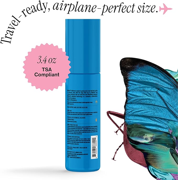 Mimikai Mosquito and Tick Repellent, DEET-Free for Skin and Outdoor Use, Non-Toxic, Plant-Powered Skincare, 3.4oz Pump Spray