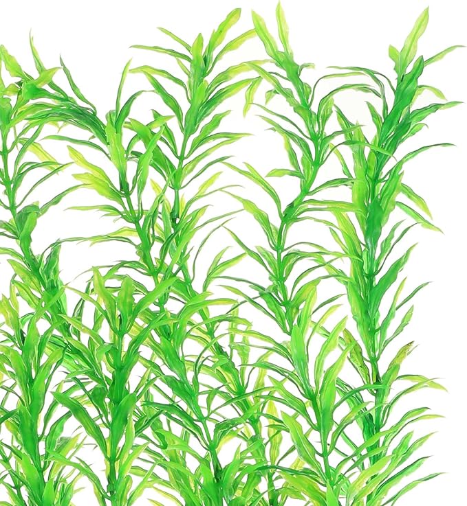 JIHAQUA Aquarium Decor Plastic Plants Extra Large 21 Inches Artificial Fish Tank Plants Tall Fish Tank Decorations (Green 2pcs)