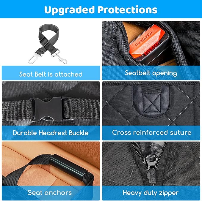 URPOWER XL Dog Back Seat Extender for Crew Cab Truck, Hard Bottom Dog Car Seat Cover Waterproof Dogs Car Hammock Pet Backseat Bed, Pet Truck Accessories for F150 / RAM 1500/ Tundra Crew Cab