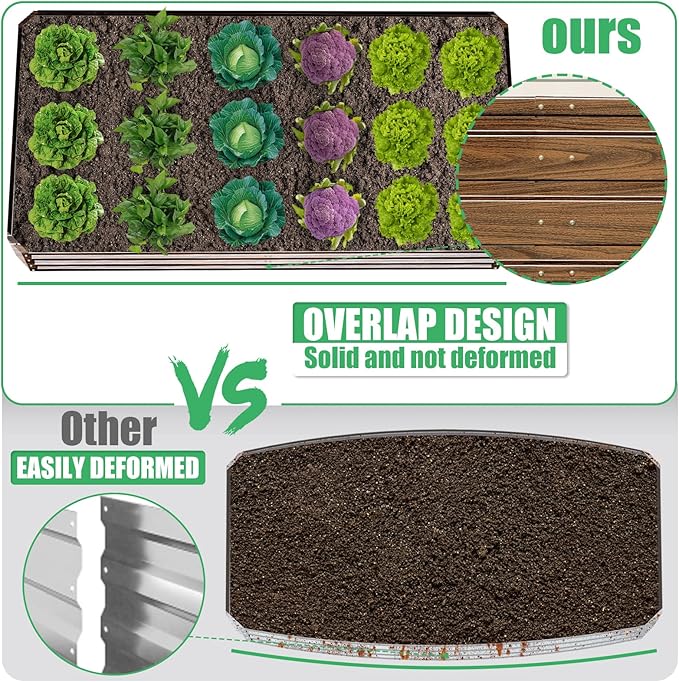SnugNiture Galvanized Raised Garden Bed 8x4x2FT Outdoor Large Metal Planter Box Steel Kit for Planting Vegetables, Flowers