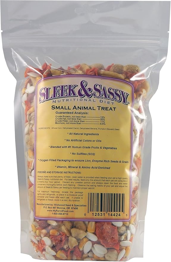 SLEEK & SASSY All Natural Small Animal Treat for Guinea Pigs, Rabbits, Hamsters, Gerbils, Rats & Mice (24 oz.)