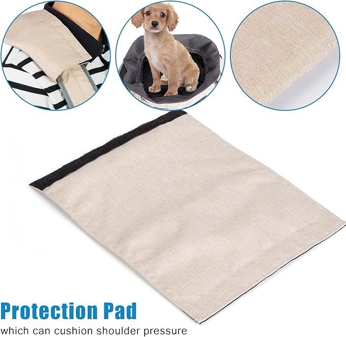 Ownpets Pet Sling Carrier, Fits 15 to 25lbs Extra-Large Dog/Cat Sling Carrier Reversible and Hands-Free Dog Bag with Adjustable Strap and Pocket Shoulder Pad, Beige
