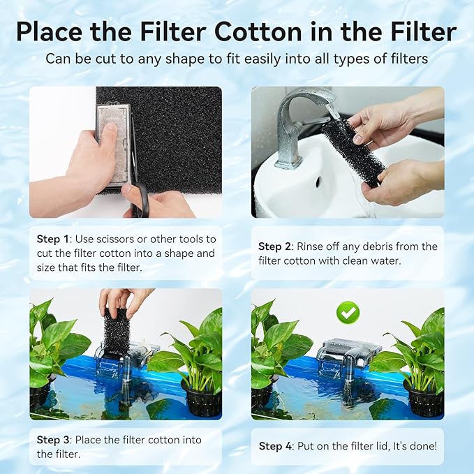 Aquarium Filter Sponge Pad, Filter Media Foam Sponges, Filter Accessories for Fish Tanks and Ponds (18.5"x18.5"x1.6", 50PPI, 2 Pack)