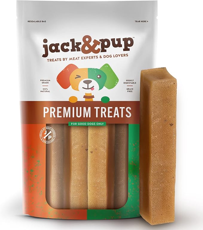 Jack&Pup Yak Cheese Himalayan Dog Chews | Dog Yak Chews for Large Dogs Aggressive Chewers | Hard Yak Cheese Stick (9oz, 3 Pack)
