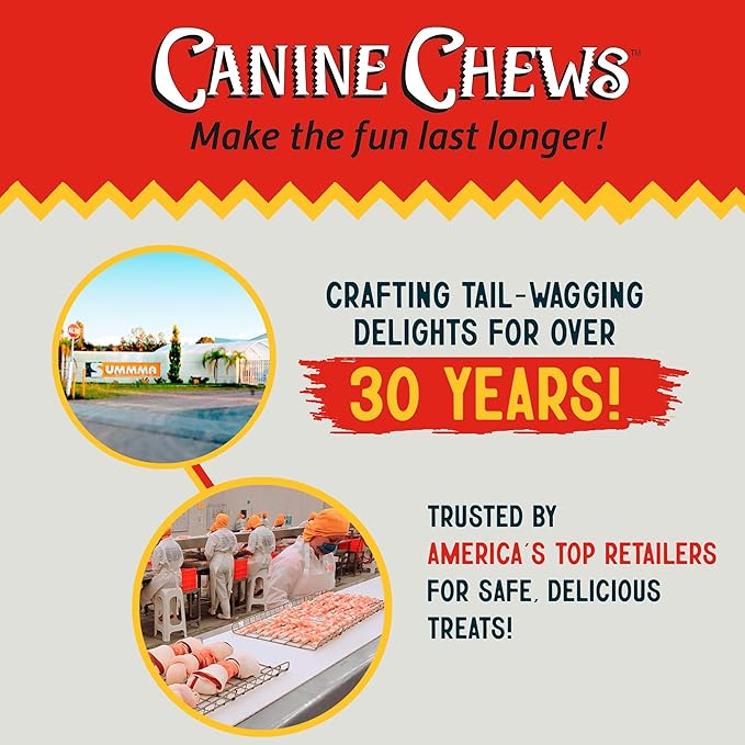 Canine Chews 8-9" Retriever Roll Rawhide Bones for Large Dogs - Durable, Thick Rawhide Bones, Quality Dog Rawhide Chews for Medium to Large Dogs, Thick Size Keeps Dogs Occupied (8 Pack)
