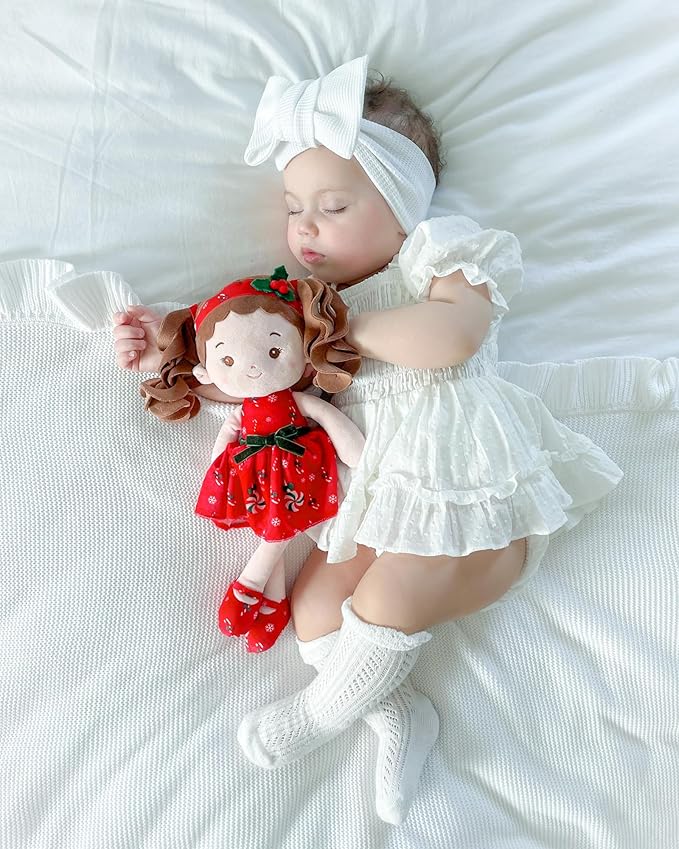 Soft Baby Doll Toys for Girls (12''), My First Christmas Dolls, Baby Rag Doll Plush Toys for Toddler Kids Infants -Baby Jinglebelle-Christmas Limited Edition