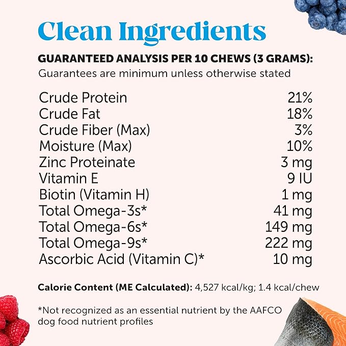 Cat Skin & Coat Health Crunchy & Creamy Chews - Omegas, Vitamin C + E, Biotin Supplement, Soothes Skin and Promotes Shiny Coat, Cat Supplements & Vitamins - Chicken (30-Day Supply)