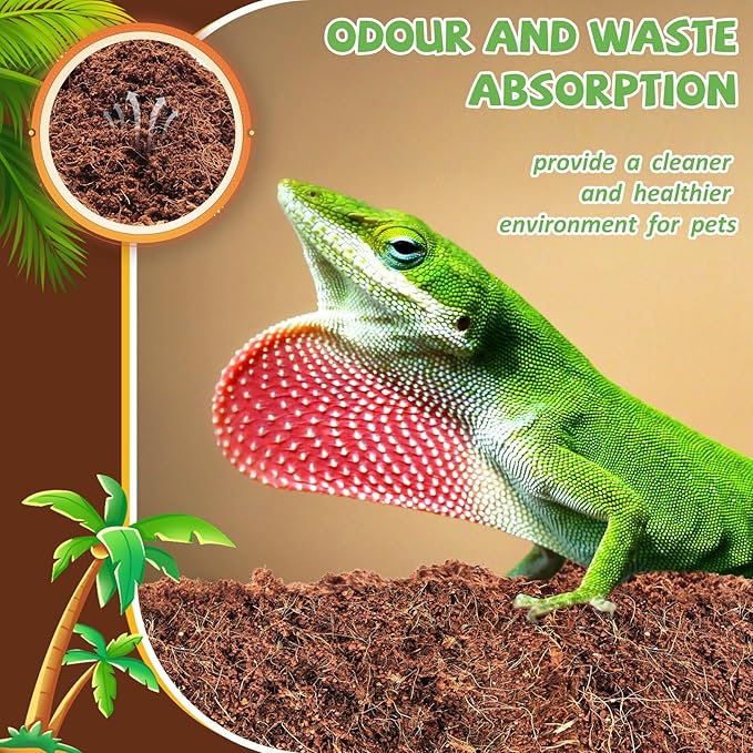Riare 10LBS Natural Coconut Fiber Substrate for Reptile- Premium Compressed Coconut Husk Terrarium Bedding for Reptile, Tortoise, Frogs, Snakes, Hermit Crabs, Burrowing Animals