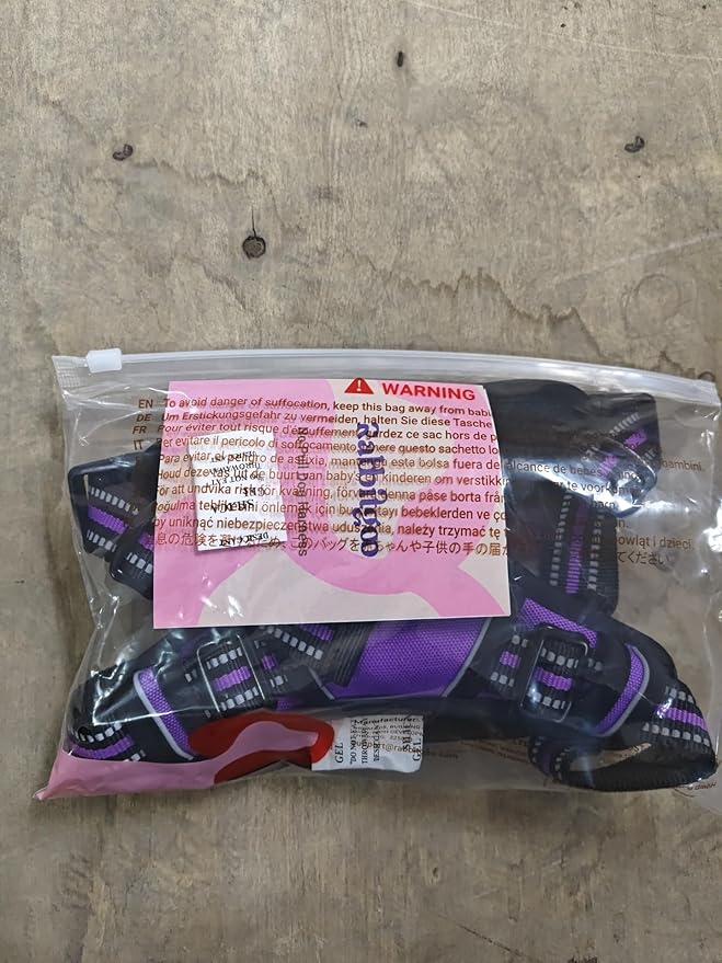 rabbitgoo Dog Harness No Pull with 2 Leash Clips, Adjustable Soft Padded, Reflective Oxford No Choke Pet Vest with Easy Control Handle for Large Dogs, Purple, XL