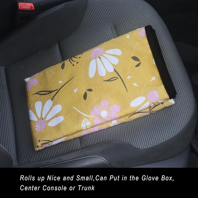 Car Seat Cover Protector Front Seats,for Gym Workout,Running,Swimming,Beach and Hiking,Waterproof Sweat Towel Bucket Seat Covers for Cars SUV Trucks (Chamomile and Yellow, 1Pcs)