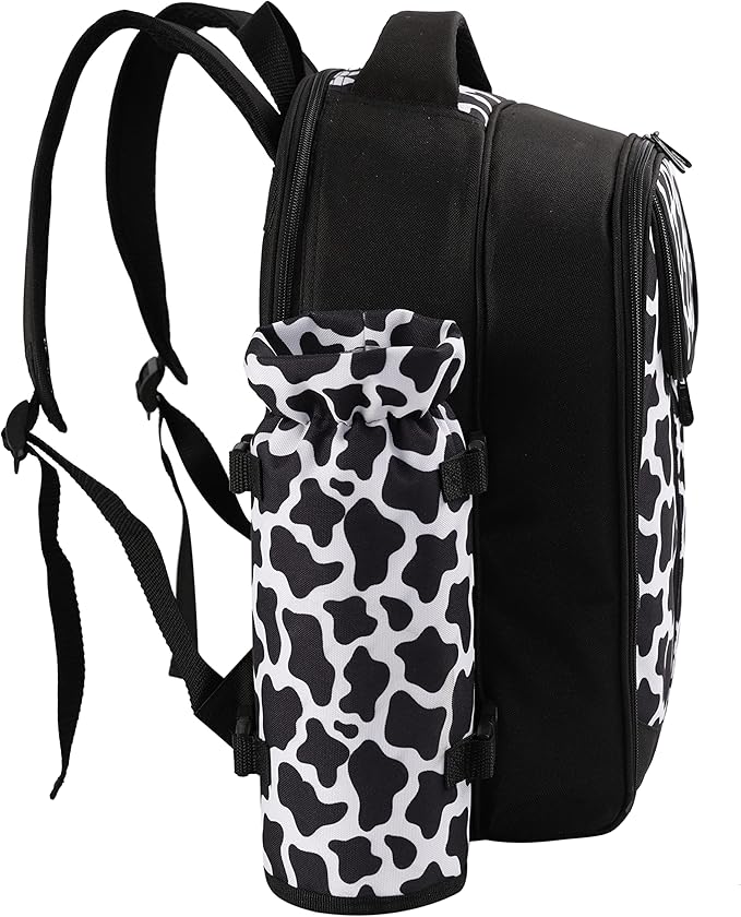apollo walker Picnic Backpack Bag for 2 Person with Cooler Compartment, Detachable Bottle/Wine Holder, Fleece Blanket, Plates and Cutlery Set (2 Person, Black)