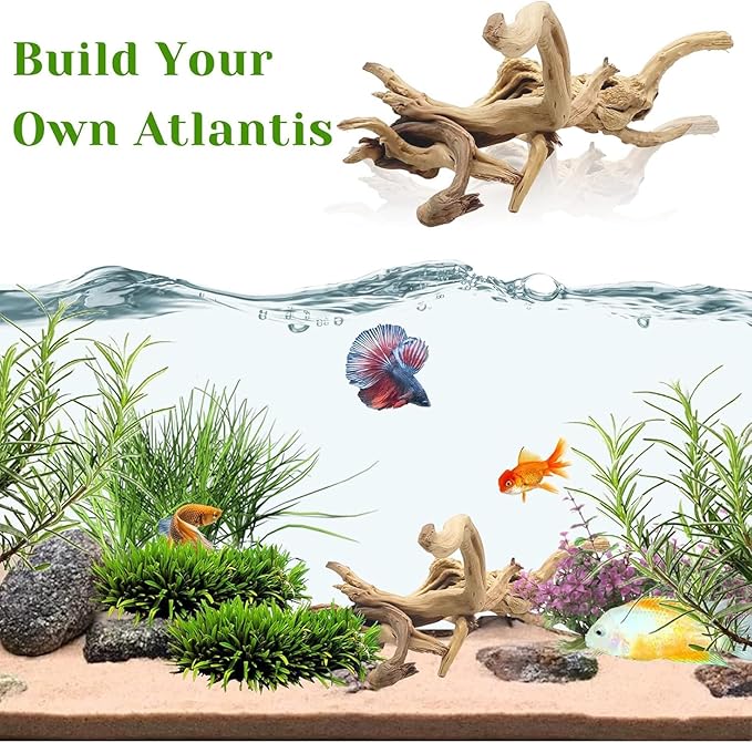 Tfwadmx Natural Driftwood for Aquarium, 11-13 inch Reptile Branches Terrarium Wood Aquarium Trunk Driftwood Tree Fish Tank Log Decoration Pack of 2