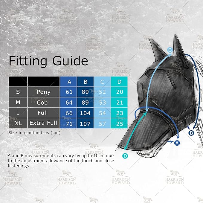 Harrison Howard LumiVista Horse Fly Mask Standard with Ears UV Protection for Horse Pastel Mix L Full Size