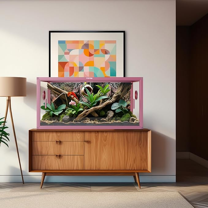50 Gallon Bearded Dragon Tank, Reptile Enclosure for Easy Maintenance, Front Opening Reptile Tank with Top Screen Ventilation & Glass Sliding Door 36''x18''x18''