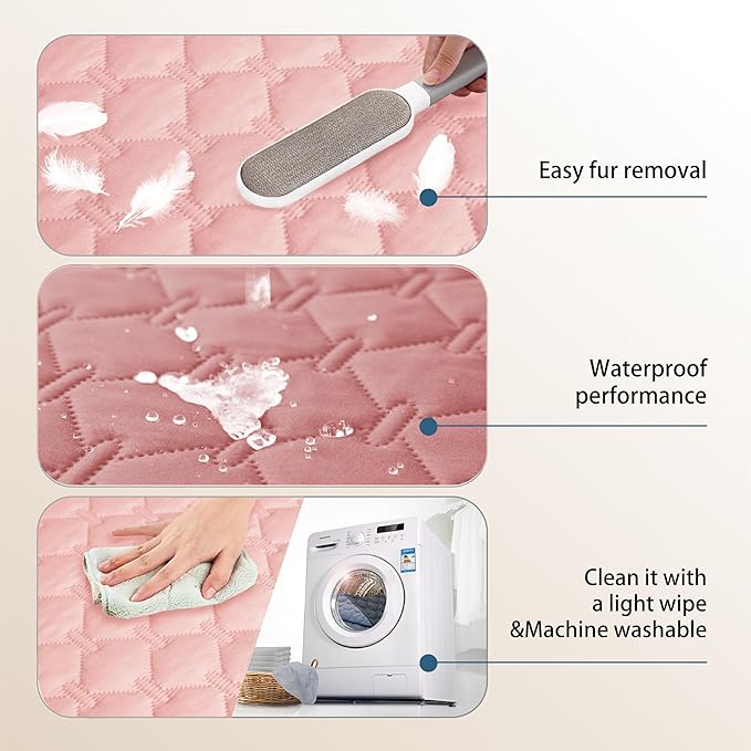 gogobunny 3X Stronger Waterproof Pet Blanket, Scratch Proof Furniture Protector for Dogs Cats, Reversible Cover 30x30 Inch, Dark Pink/Light Pink