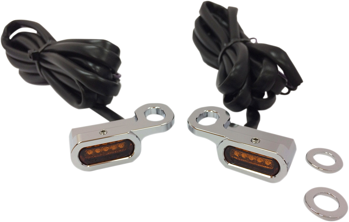 Drag Specialties LED Handlebar Marker Lights with Hydraulic Clutch – Chrome and Amber, Part L22-0229CAENU