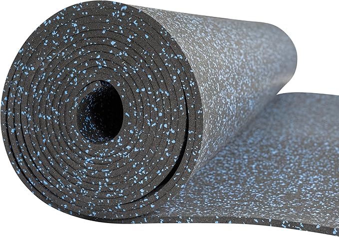 Playsafer Genaflex Rubber Gym Floor Mat - Heavy Duty Commercial Protective Gym Flooring Roll, 8mm Thick (4' X 20', 10% Light Blue)