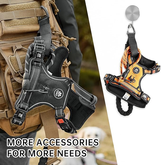 NESTROAD No Pull Dog Harness,Adjustable Oxford Dog Vest Harness with Leash,Reflective No-Choke Pet Harness with Easy Control Soft Handle for Small Dogs(Small,Orange)