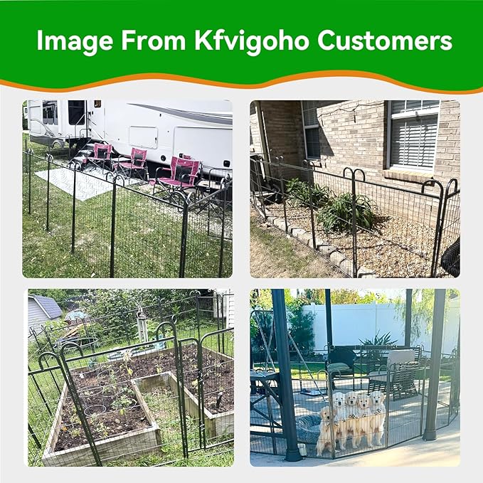 Dog Playpen Outdoor 12 Panels Heavy Duty Dog Fence 47" Height Anti-Rust with Doors Portable for RV Camping Yard, Total 27FT, 58 Sq.ft, Snowy Black