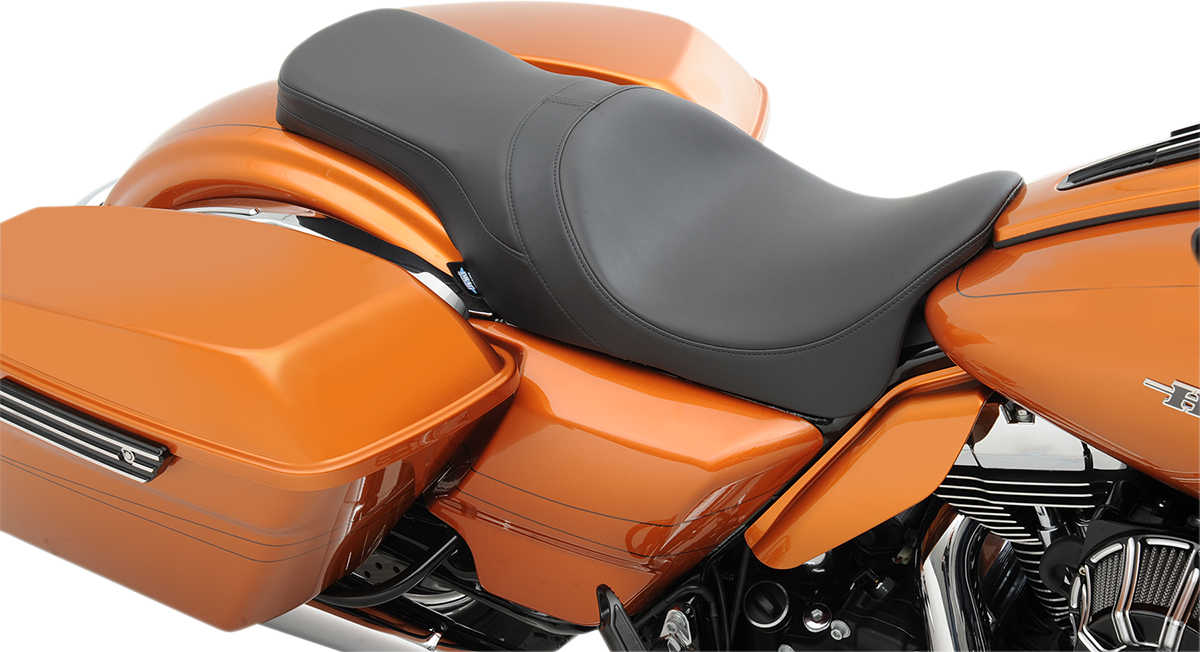 DRAG SPECIALTIES SEATS, Drag Specialties Forward Positioned Predator 2-Up Seat with Solar Leather for Harley FL 2008-2023 - Part 0801-1264