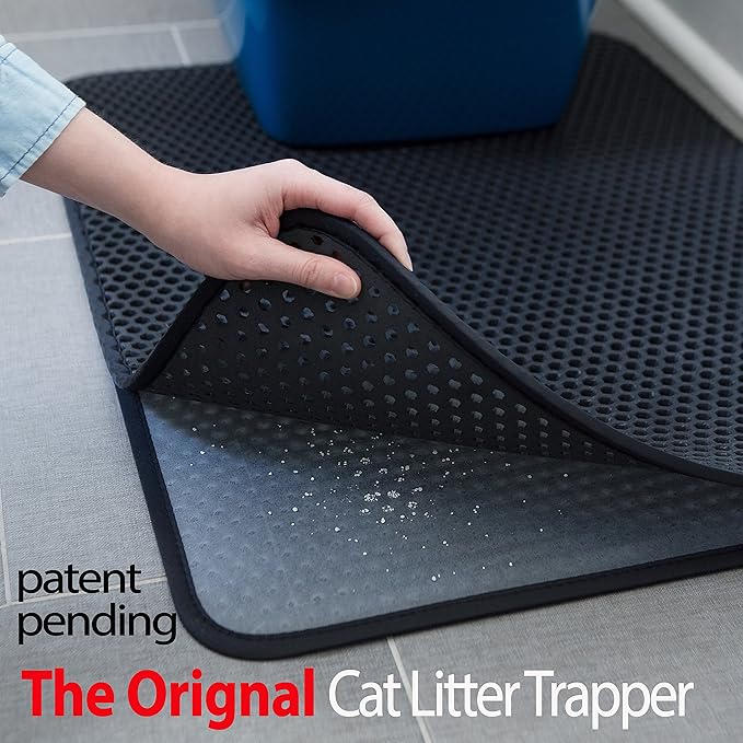 iPrimio Large Cat Litter Trapper Mat w/ Urine/Waterproof Layer - Larger Holes w/ Urine Puppy Pad Option - Cat Litter Mat, Light and Soft (Brown Color)