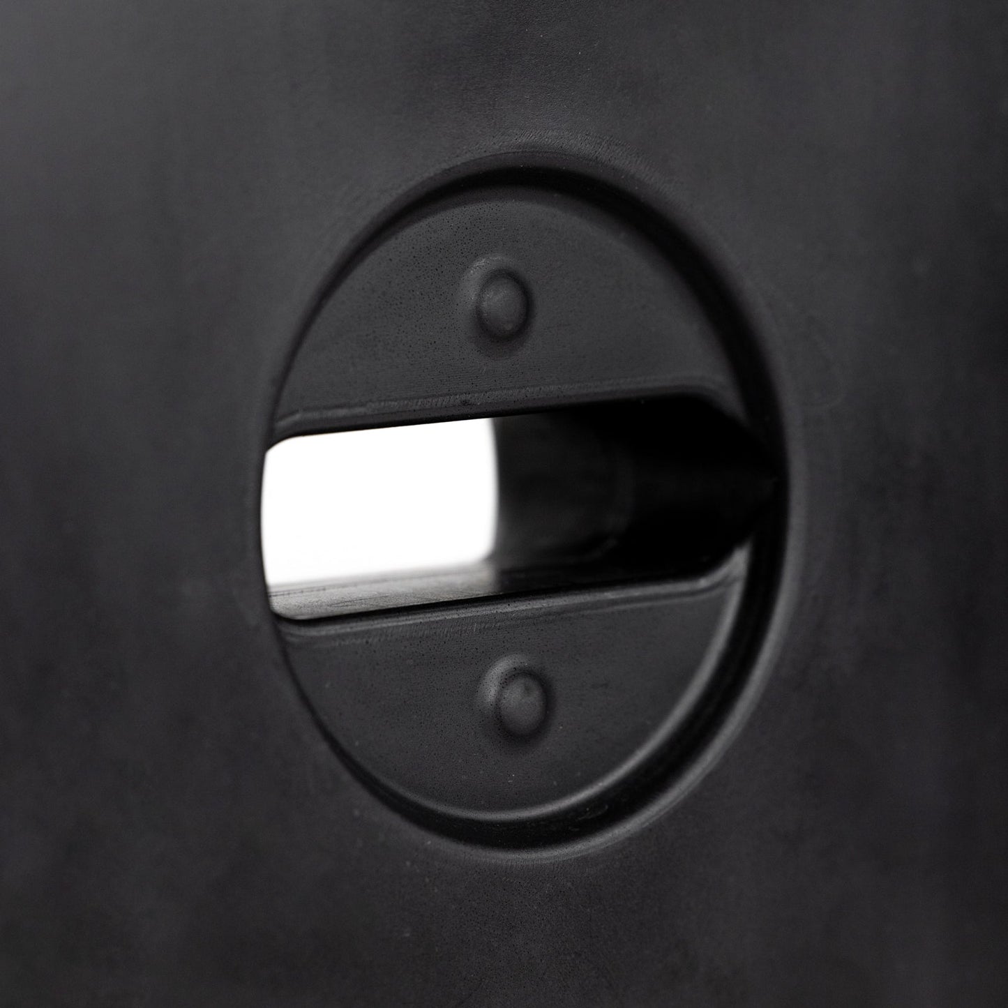 Detail of the opening on the 2 Gallon Water GEN2 Black container by RotopaX, showcasing the innovative design for easy filling.
