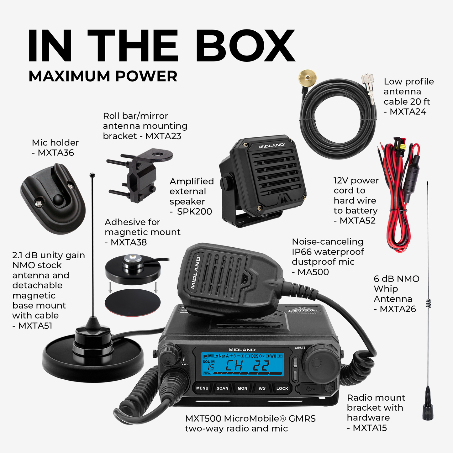 MXT500SPVP-KIT 50W MicroMobile GMRS Two-Way Radio | Speaker Bundle