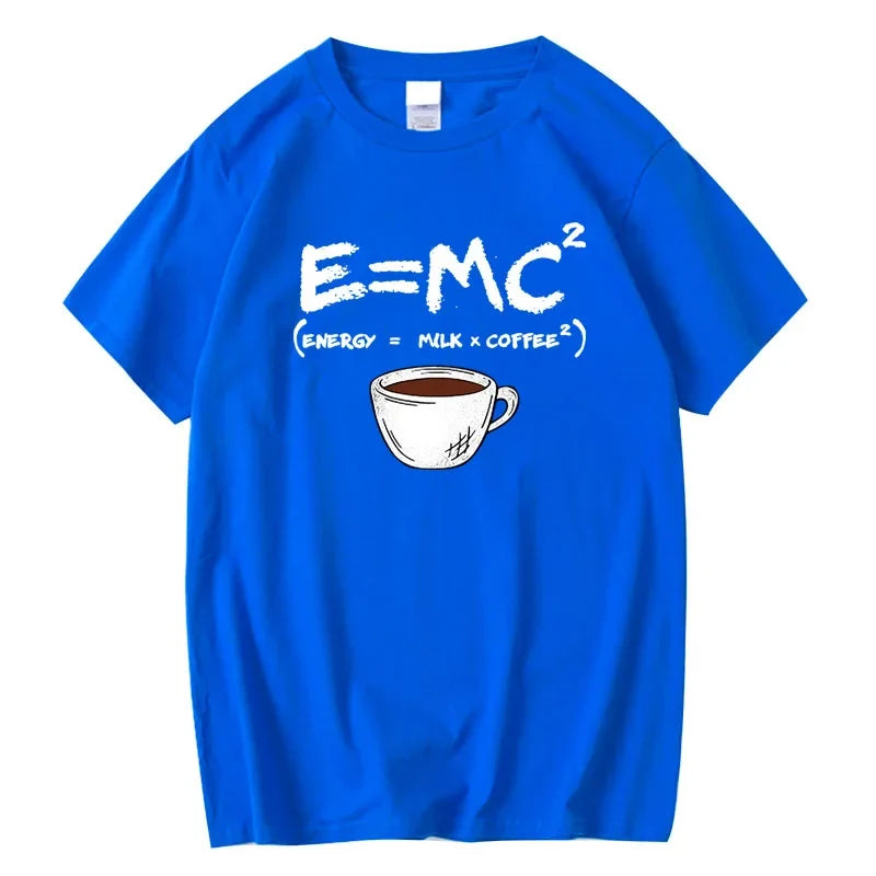 Men's Cotton T-Shirt – Funny Energy=Milk+Coffee Summer Tee