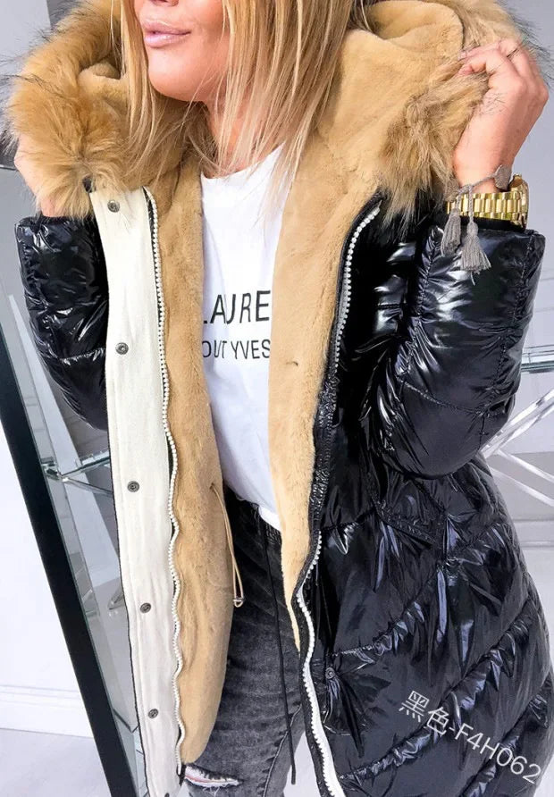 womens puffer jacket faux fur collar, Puffer Jacket Women