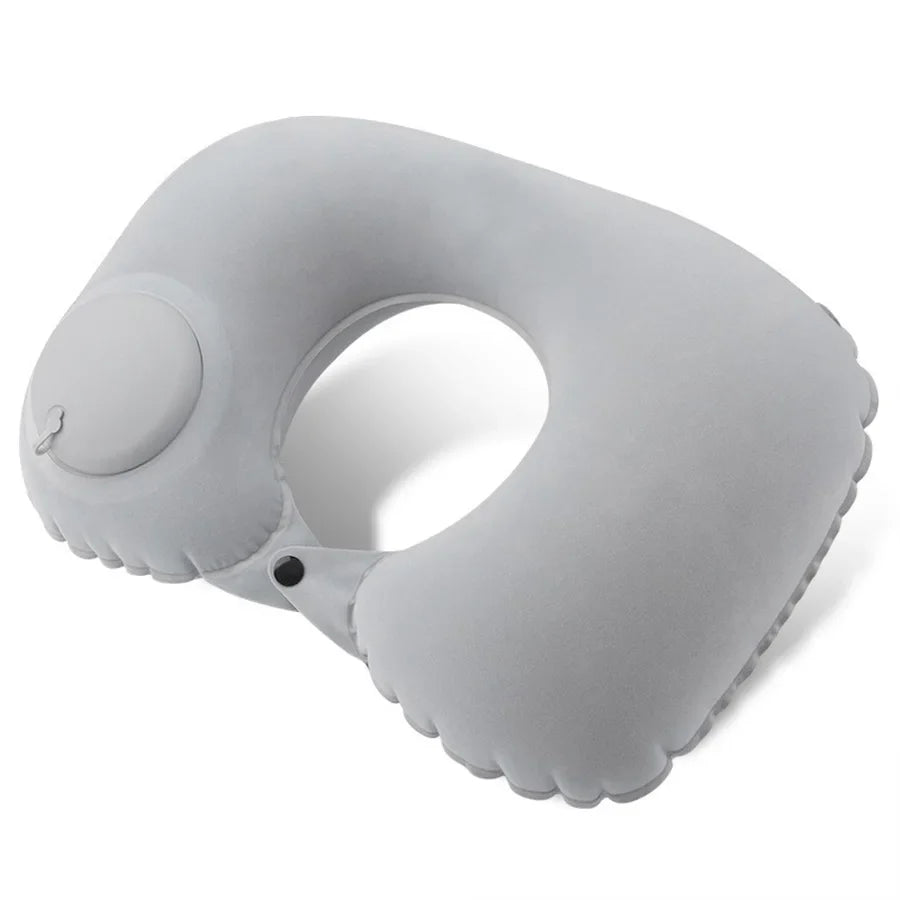 Portable Neck Pillow – Inflatable Flocking Travel Pillow