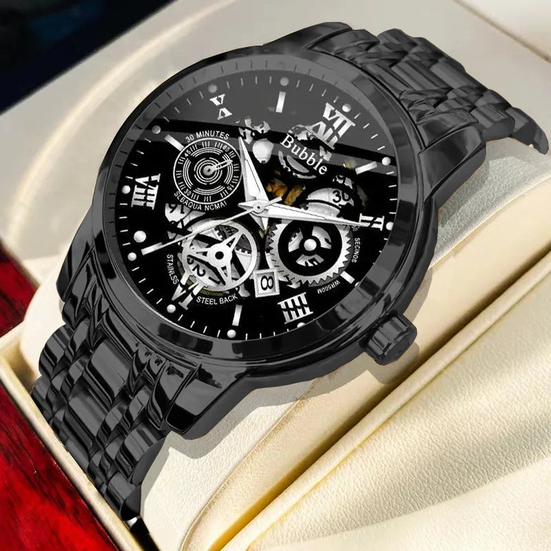 UTHAI Watch for Men – Luxury Quartz Waterproof Hollow Wristwatch