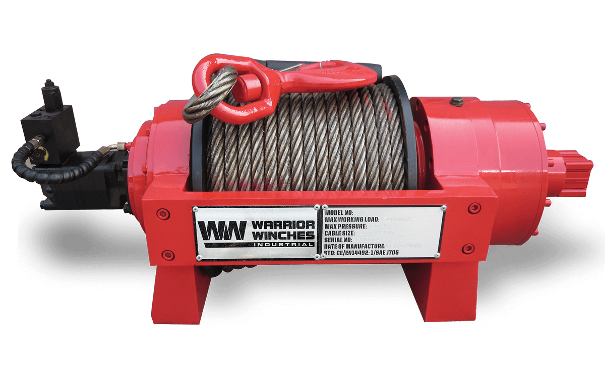 JP13 29,000lb (13 Ton) Industrial Hydraulic Winch - Steel Rope