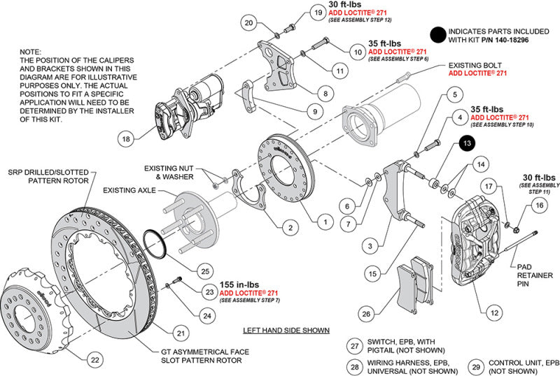 Wilwood kit rear EPB XRS4R big ford new style 2.50 offset 14.00 rotor SRP