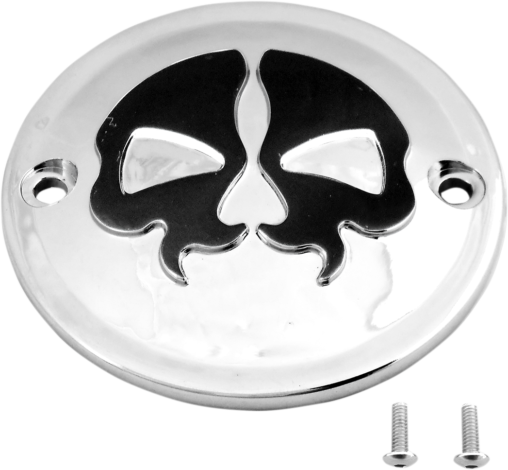 DRAG SPECIALTIES Chrome and Black Skull Points Cover - Part Number 78041