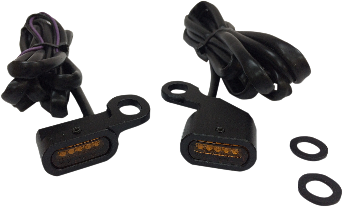 DRAG SPECIALTIES L22-0230MBAENU LED Handlebar Marker Lights - Black and Amber