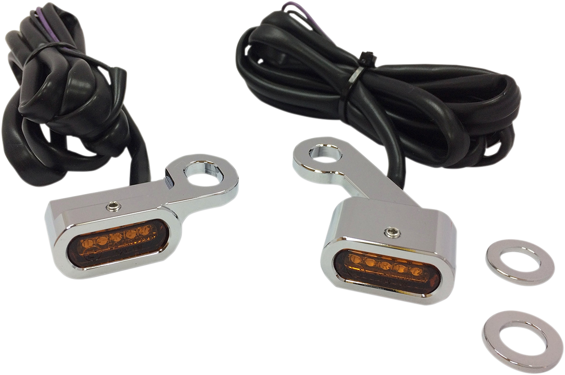 DRAG SPECIALTIES LED Handlebar Marker Lights for Harley XL - Chrome and Amber L22-0231CAENU