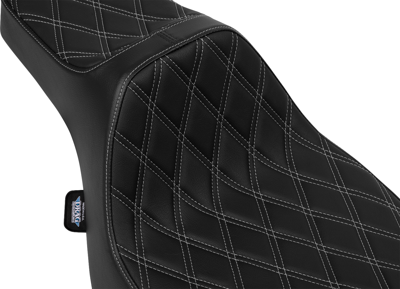 DRAG SPECIALTIES SEATS, DRAG SPECIALTIES SEATS Predator III Extended Reach Seat for FLT/FLH 2023-2025, Silver Double Diamond Stitch, Part #4706C