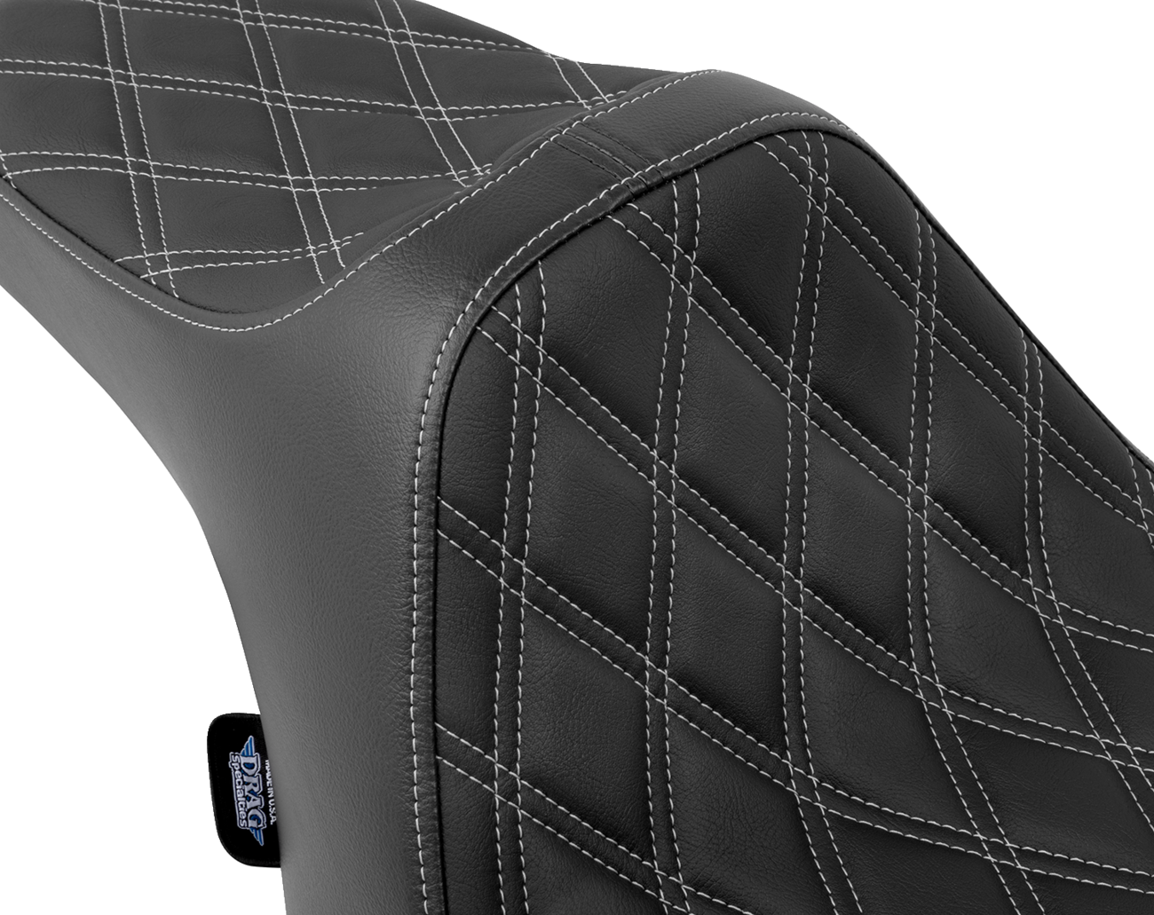 DRAG SPECIALTIES SEATS, DRAG SPECIALTIES SEATS Predator III Seat - Double Diamond Silver Stitched for FLT/FLH 2023-2024 (Part #4686C)