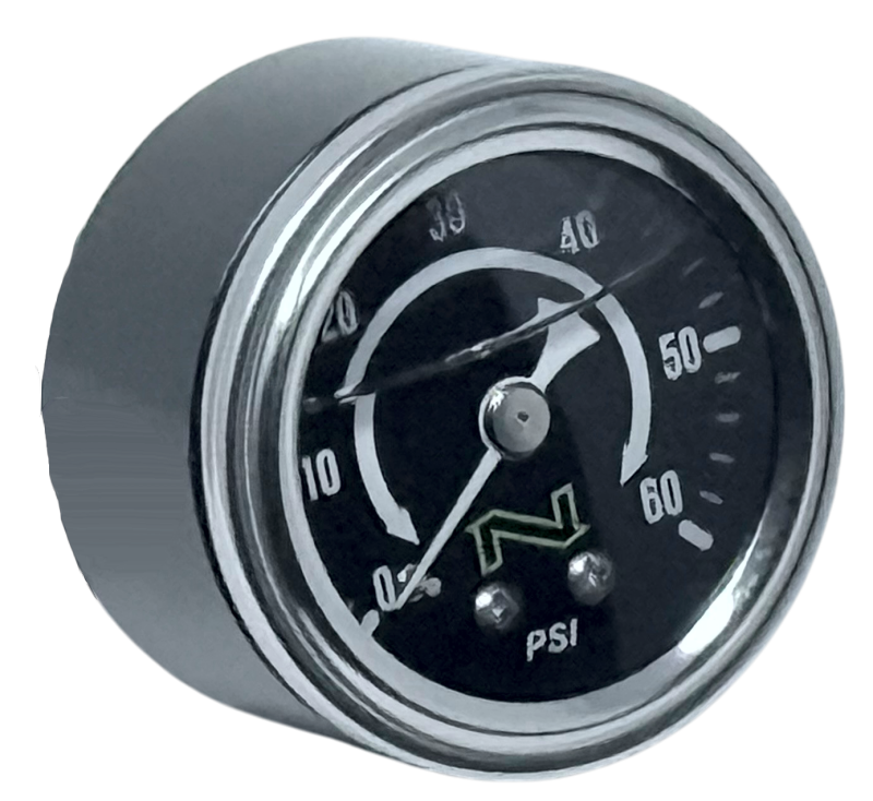 NAMZ NOS Black Oil Pressure Gauge W/Black Cup/Liquid Filled 60-PSI Gauge W/Male 1/8in Pipe-Thread