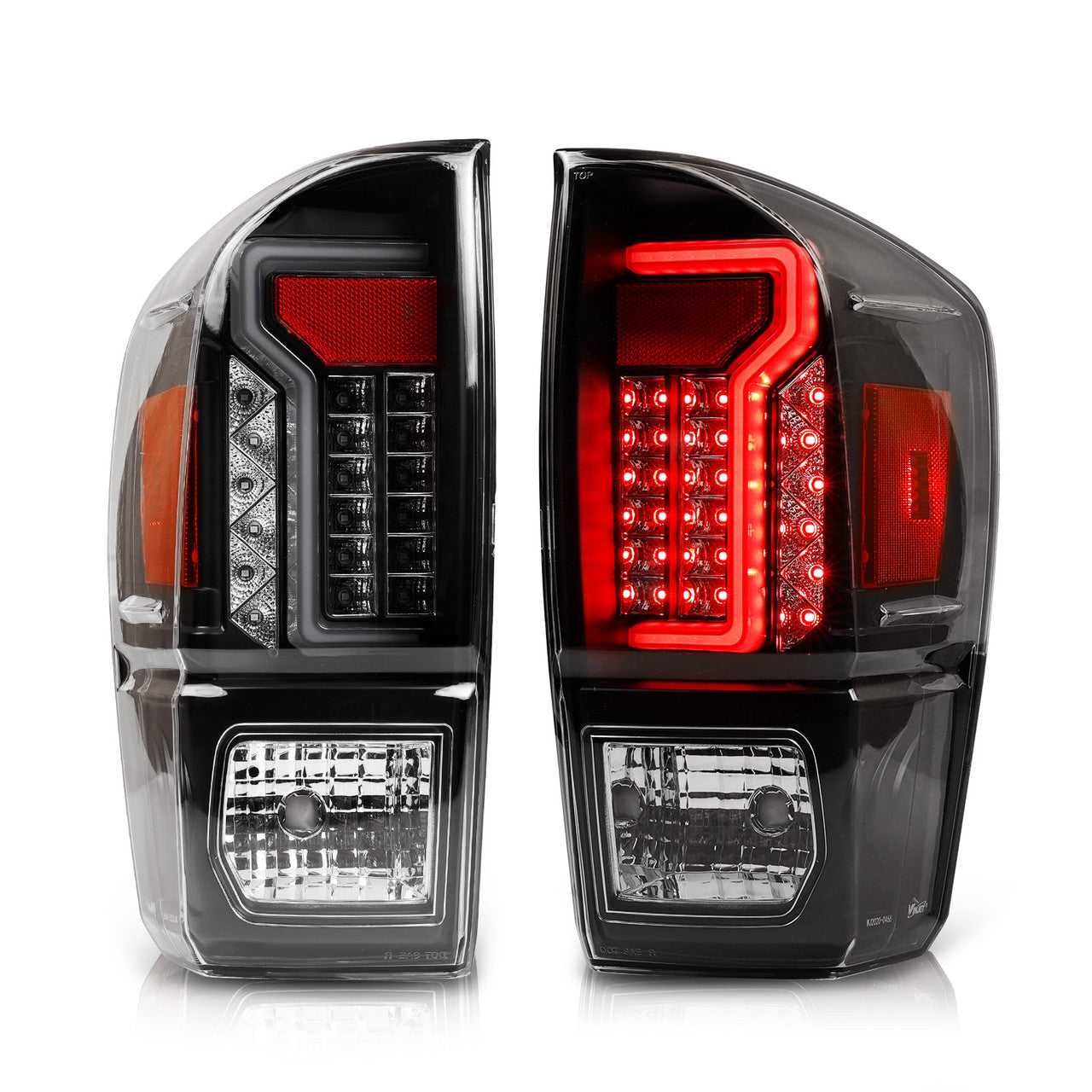 Winjet 2016-23 Toyota Tacoma LED Tail light - Black / Clear / Smoke Glow Bar