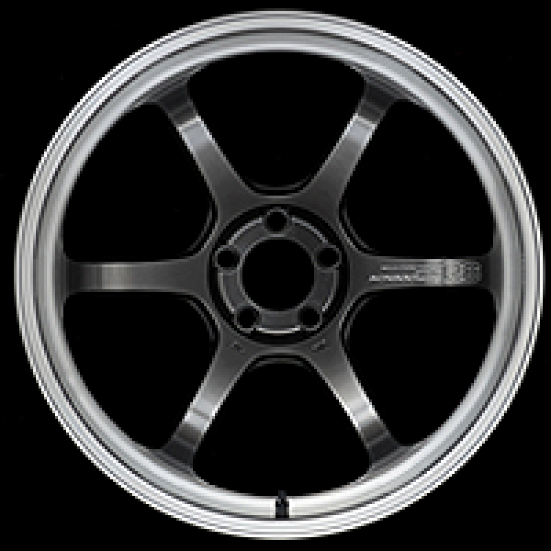 Advan R6 20x8.5 +38mm 5-114.3 Machining & Racing Hyper Black Wheel showcasing a sleek design with a shiny black finish and machined details.