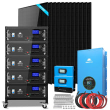 Load image into Gallery viewer, Off-Grid Solar Kits 12kW/15kW/18kW Options 120V/240V with 48v LiFePO4 Lithium Batteries &amp; 415w Solar Panels SGR-18K20E
