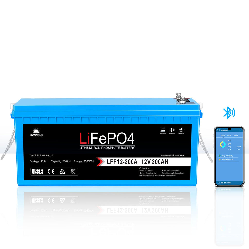 12V 100Ah/ 200Ah LiFePo4 Deep Cycle Lithium Battery Bluetooth / Self-Heating / IP65
