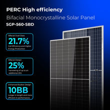 Load image into Gallery viewer, 560W Bifacial PERC Solar Panel  | SGP-560-SBD UL61730 Certified by ETL