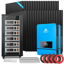 Load image into Gallery viewer, OFF GRID SOLAR KIT 20KW 48VDC 120V/240V LIFEPO4 30.72KWH-32.14KWH LITHIUM BATTERY 32 X 450 WATTS SOLAR PANELS SGR-20K30E